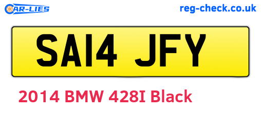 SA14JFY are the vehicle registration plates.