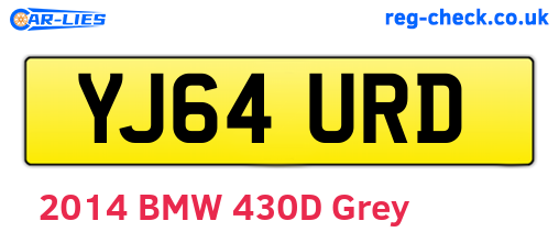 YJ64URD are the vehicle registration plates.