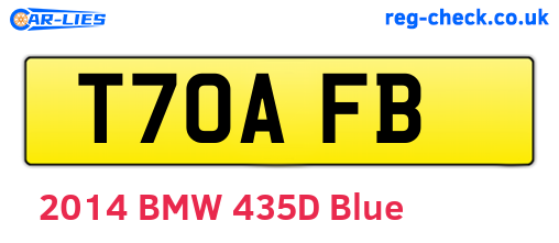 T70AFB are the vehicle registration plates.
