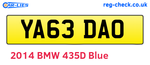 YA63DAO are the vehicle registration plates.