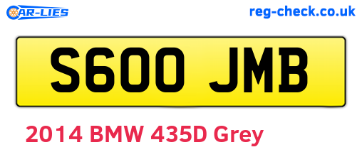 S600JMB are the vehicle registration plates.