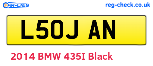 L50JAN are the vehicle registration plates.