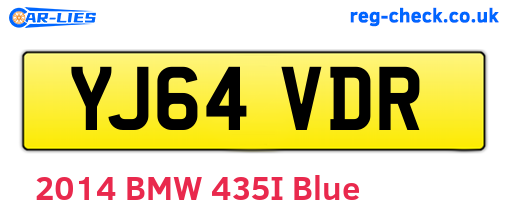 YJ64VDR are the vehicle registration plates.