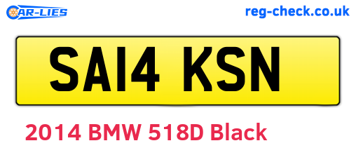 SA14KSN are the vehicle registration plates.