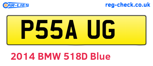 P55AUG are the vehicle registration plates.
