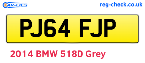 PJ64FJP are the vehicle registration plates.