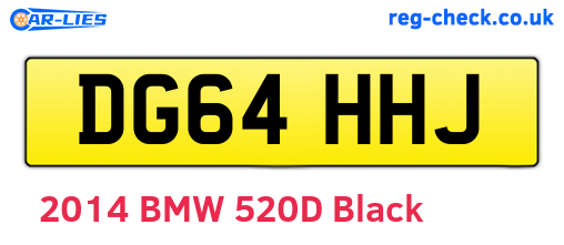 DG64HHJ are the vehicle registration plates.