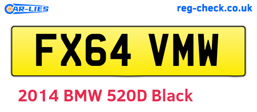 FX64VMW are the vehicle registration plates.