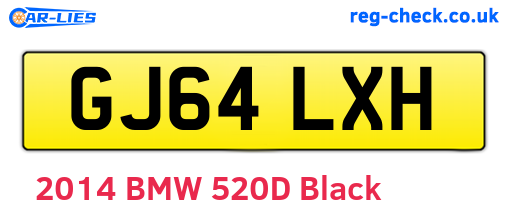 GJ64LXH are the vehicle registration plates.