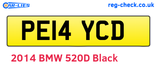 PE14YCD are the vehicle registration plates.