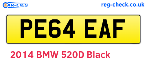 PE64EAF are the vehicle registration plates.