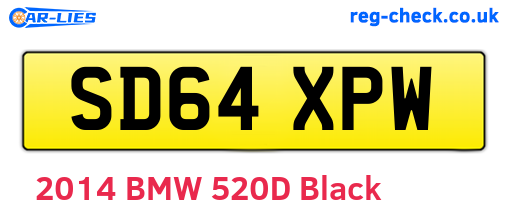 SD64XPW are the vehicle registration plates.