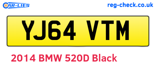 YJ64VTM are the vehicle registration plates.