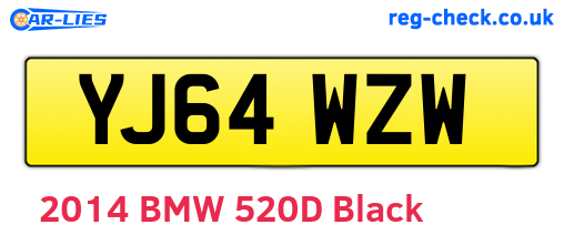 YJ64WZW are the vehicle registration plates.