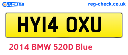 HY14OXU are the vehicle registration plates.