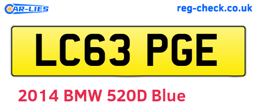 LC63PGE are the vehicle registration plates.