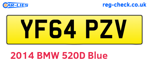 YF64PZV are the vehicle registration plates.