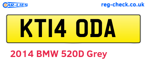 KT14ODA are the vehicle registration plates.
