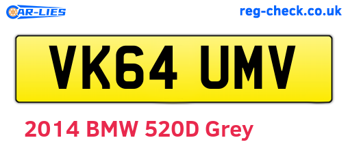 VK64UMV are the vehicle registration plates.