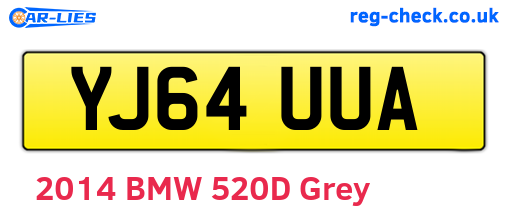YJ64UUA are the vehicle registration plates.