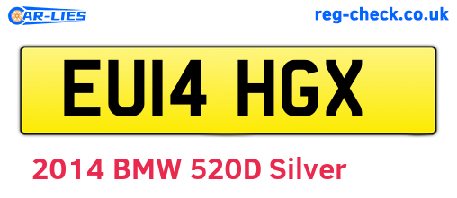 EU14HGX are the vehicle registration plates.
