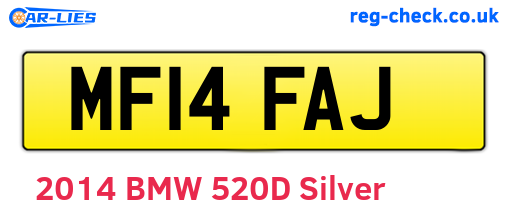 MF14FAJ are the vehicle registration plates.