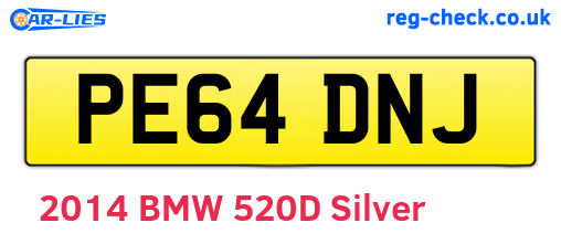 PE64DNJ are the vehicle registration plates.