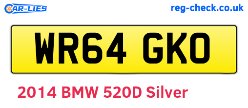 WR64GKO are the vehicle registration plates.