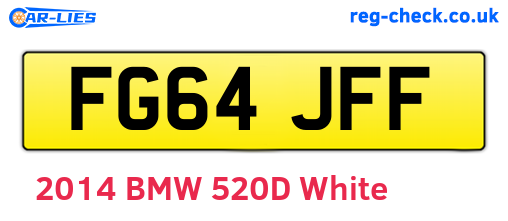 FG64JFF are the vehicle registration plates.