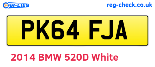 PK64FJA are the vehicle registration plates.