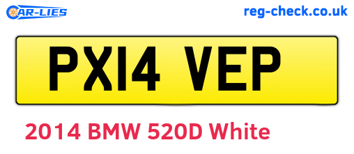 PX14VEP are the vehicle registration plates.