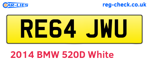 RE64JWU are the vehicle registration plates.