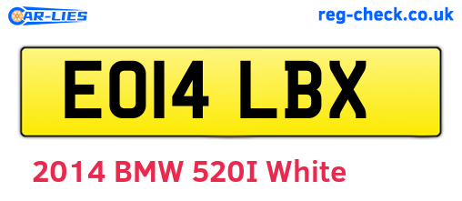 EO14LBX are the vehicle registration plates.