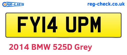 FY14UPM are the vehicle registration plates.
