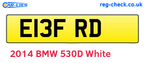 E13FRD are the vehicle registration plates.