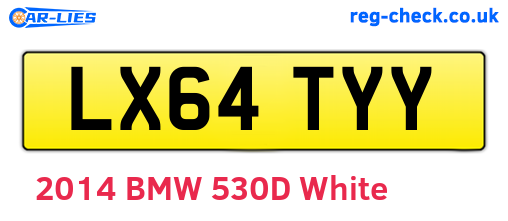 LX64TYY are the vehicle registration plates.