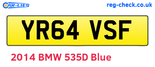 YR64VSF are the vehicle registration plates.
