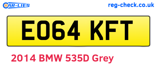 EO64KFT are the vehicle registration plates.