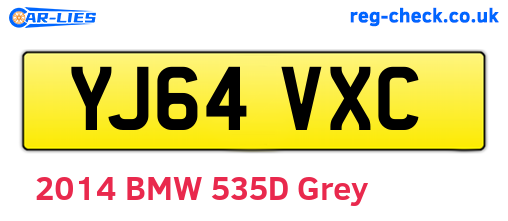 YJ64VXC are the vehicle registration plates.