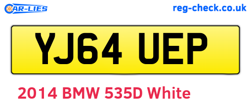 YJ64UEP are the vehicle registration plates.