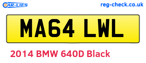 MA64LWL are the vehicle registration plates.