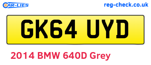 GK64UYD are the vehicle registration plates.