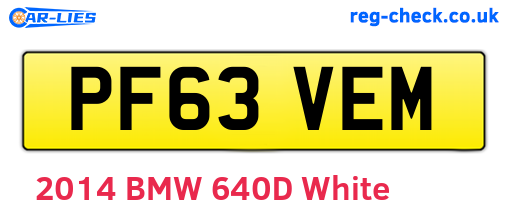 PF63VEM are the vehicle registration plates.