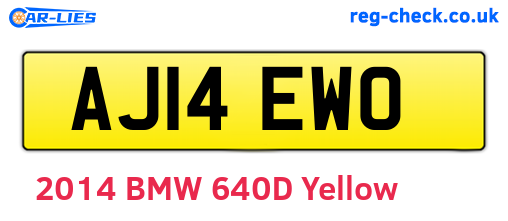 AJ14EWO are the vehicle registration plates.