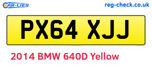 PX64XJJ are the vehicle registration plates.
