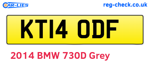 KT14ODF are the vehicle registration plates.