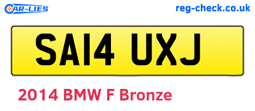 SA14UXJ are the vehicle registration plates.