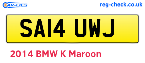 SA14UWJ are the vehicle registration plates.