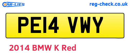 PE14VWY are the vehicle registration plates.