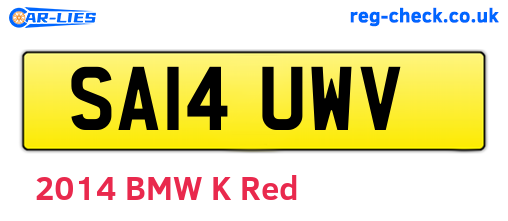 SA14UWV are the vehicle registration plates.